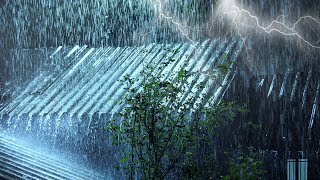 Fall Asleep Easily in 2 Minutes with Powerful Rain on Metal Roof & Intense Thunder Sounds at Night