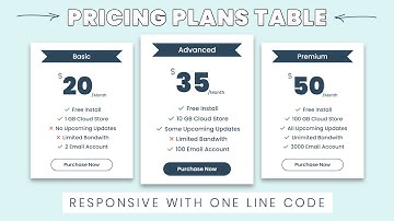 Responsive PRICING PLANS TABLE Webpage Design | WebKitCoding