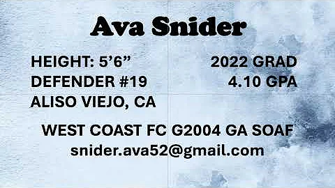 Ava Snider: Class of 2022 West Coast FC G2004 GA S...