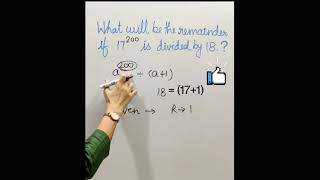 What will be the remainder if 17^200 is divided by 18? | Very short trick | shorts | Maths shorts