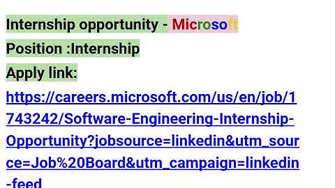 Internship opportunity - Microsoft