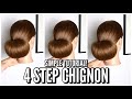 4 Step Chignon - super SIMPLE up-do tutorial, long hair styling...