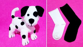 MAKING A DALMATIAN DOG FROM SOCKS/My own Design/Very easy to make/How to make a sockdoll