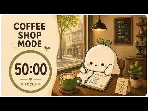 4 Hour Pomodoro | COFFEE SHOP MODE | Cozy Café Study Session ☕ | Pomodoro Timer (50/10)