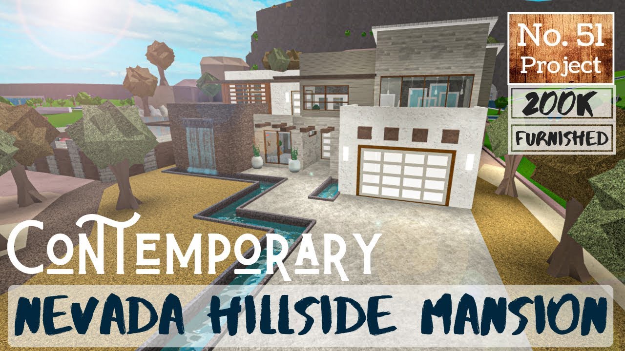 Roblox Bloxburg Contemporary Nevada Hillside Mansion Speedbuild - roblox bloxburg modern mansion no large plot house build