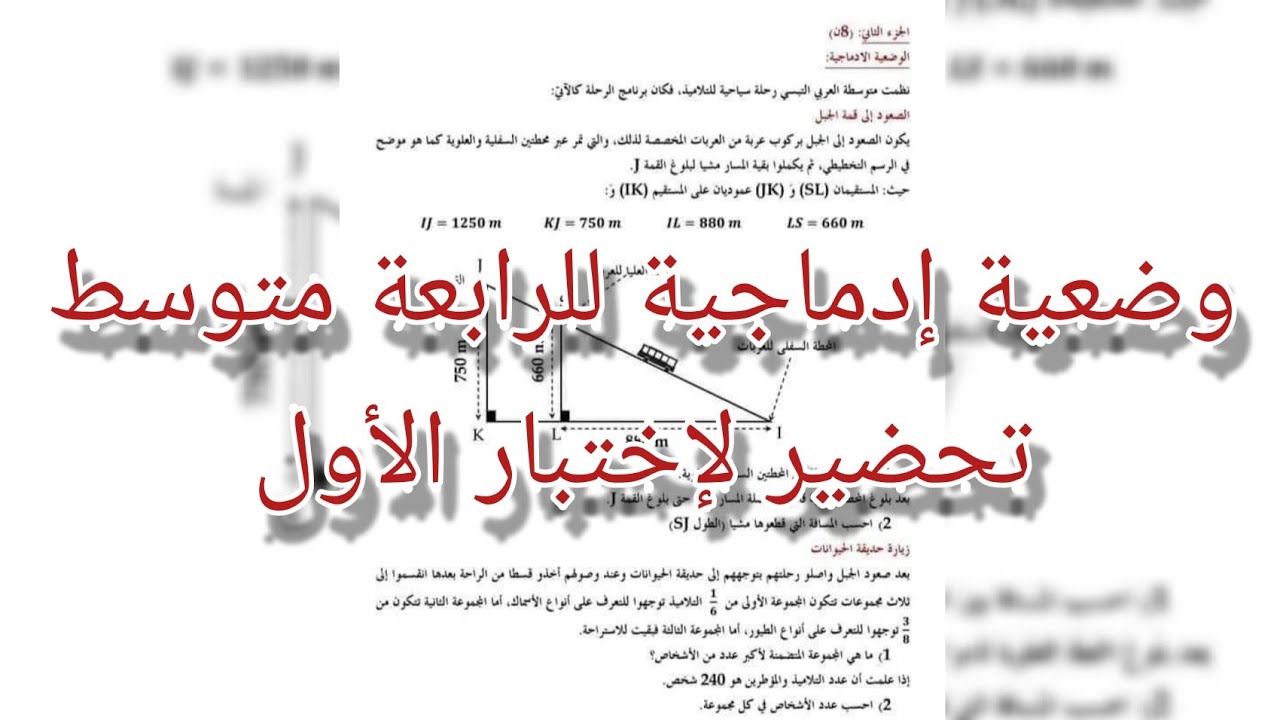 وضعية إدماجية للسنة الرابعة متوسط و الثالثة متوسط في الرياضيات إستعدادا للإختبار الأول 2021