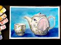 🔴How to Paint a Cute Elephant Teapot using Watercolor & Gouache