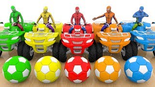 Colors for Children to Learn with Spidermen &amp; Colors Soccer Balls #h 3D Kids Learn Colors