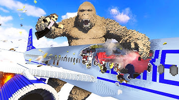 King Kong Causes a Plane CRASH - Teardown Mods Gameplay