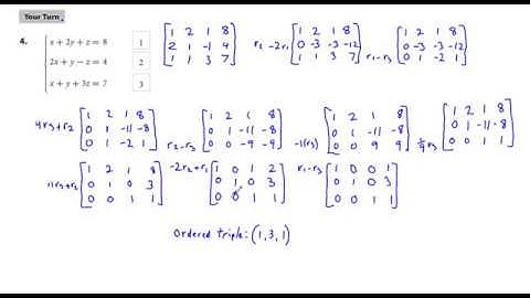 Algebra 2 Chapter 5.3 Solving Systems of Equations in Three Variables with Matrices