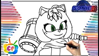 Sonic 3 coloring pages movie Sonic 3 CUTE and POWERFUL NEW Characters how to draw Sonic 3