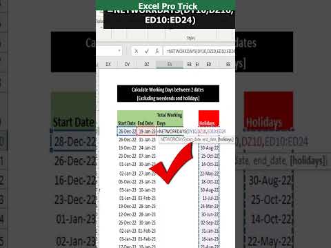 Excel ProTrick  - Calculate Working Days between two Dates in Excel Excluding Holidays & Weekends