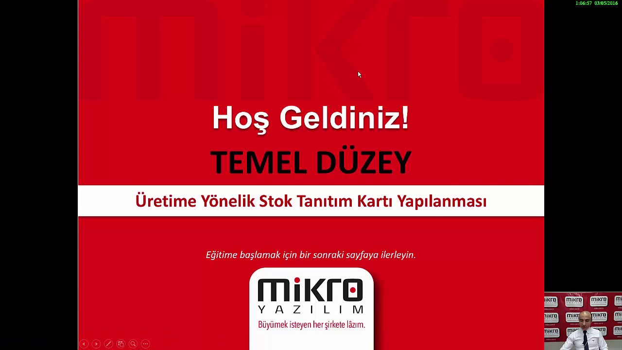 Mikro Yazılım Üretime Yönelik Stok Tanıtım Kartı Yapılanması Eğitimi