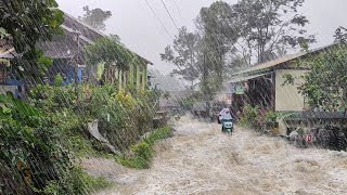 Heavy rain in rural Indonesia,  walking in heavy rain never stops 3 hours, rain sounds for sleeping