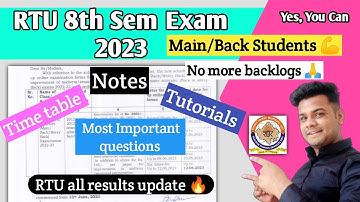 RTU 8th sem Exam 2023 Date, time table, Preparation | No more backlogs 🙏 | RTU all results update