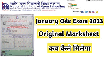 Nios January Ode Original Marksheet | Task Is Helping (NIOS) #nios #notification #admission