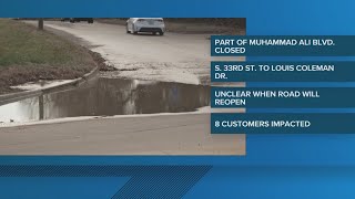 Water main break closes portion of W. Muhammad Ali Boulevard in Shawnee neighborhood