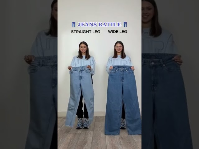 👖Jeans Battle | Straight Leg vs Wide Leg | Jeans haul #shorts class=