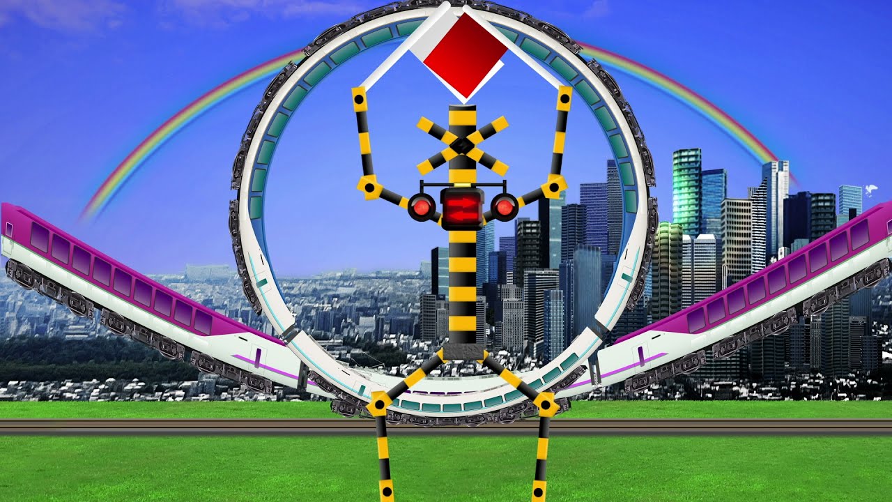 踏切 アニメ 超合体変形 手ばた信号で指示 Combined Deformation Flag Semaphore Various Railroad Crossing Youtube