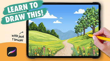 PROCREATE Easy Summer Landscape Drawing - Step by Step Procreate Tutorial