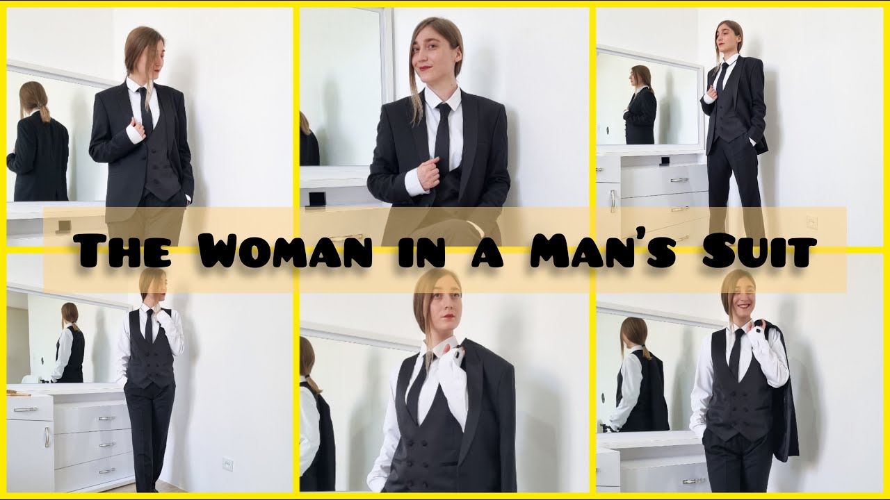 Can women wear men's suits? _ Style challenge with mens suit - YouTube