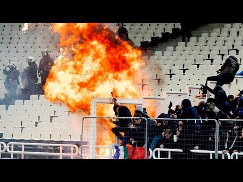 AEK ATHENE VS AJAX HOOLIGANS (MOLOTOVS & FIREWORK) 27-11-2018