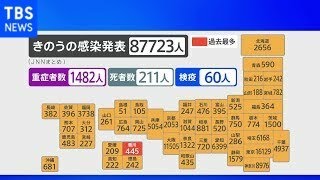 新型コロナ 全国の新たな感染者は８万７千人超 自宅療養者は過去最多