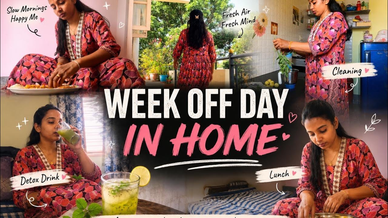 Weekoff day in home | cleaning | cooking | high protein meal | detox drink #healthylifestyle #viral