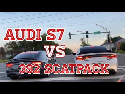 Hellcat Engine in Scatpack Charger?? v.s. Audi S7 4.0V8 TT!!  REAL STREET RACE