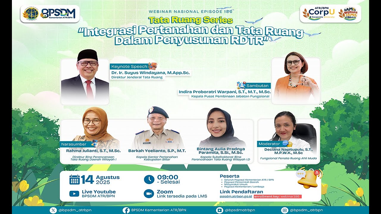 Webinar Tata Ruang Series: Integrasi Pertanahan dan Tata Ruang dalam Penyusunan RDTR