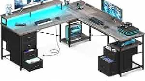 Computer Desk with File Cabinet & 4 Fabric Drawers