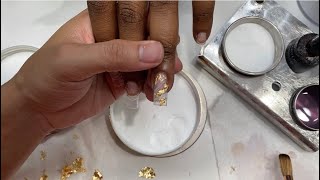 Acrylic For Beginners | Gold Flake | Nails Tutorial |