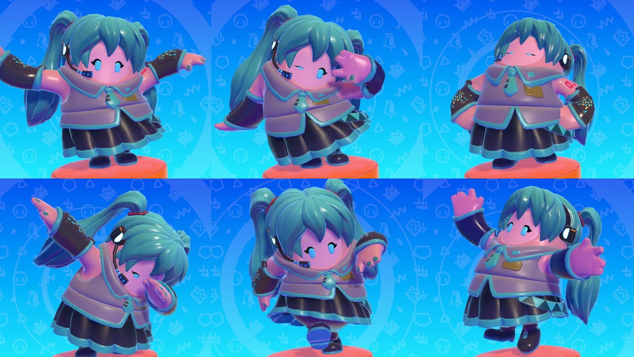 200+ emotes with Hatsune Miku in 4K - Fall Guys