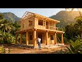 The talented woman built herself a wooden house in the middle of the wilderness in 233 days.