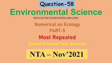Part 5 | Ecology Numerical | Environmental Science (089) | NTA