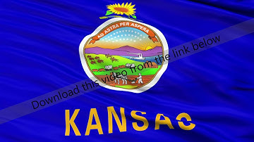 Close Up Waving National Flag of Kansas