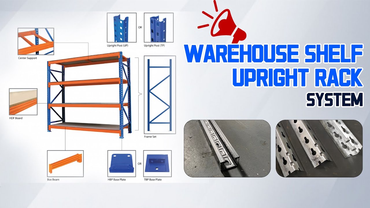 KINGREAL Full Auto Warehouse Shelf Upright Rack Roll Forming Machine, Slotted Angle Rack Machine