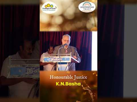 Honourable Justice K.N. Basha delivering speech at the “Pookalai Naadi Punnagai Thedi 2025” event.