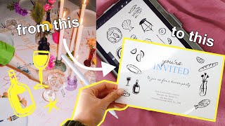 How to Make Pinterest Inspired Dinner Party Menus ✨🩵 Procreate Tutorial || Creative Market Pack