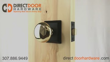 Emtek Providence Knob in Unlaquered Brass with Quincy Rosette in Black