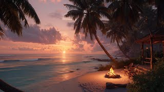 Ocean Sunset Harmony | Relaxing Waves with Fire Ambience for Sleep and Meditation