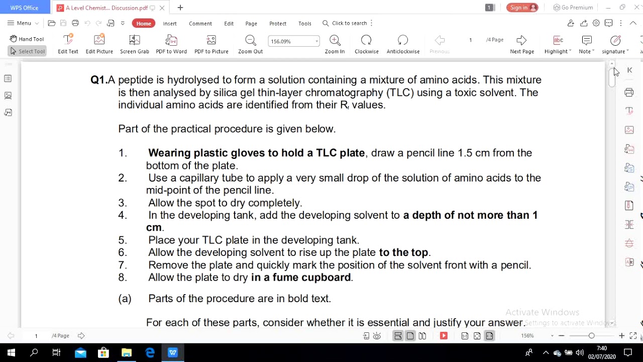 Chromatography homework discussion 2nd July 2020 YouTube