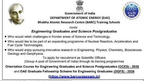 BARC OCES DGFS Scientist Recruitment 2026|| MSc Only Eligible ||