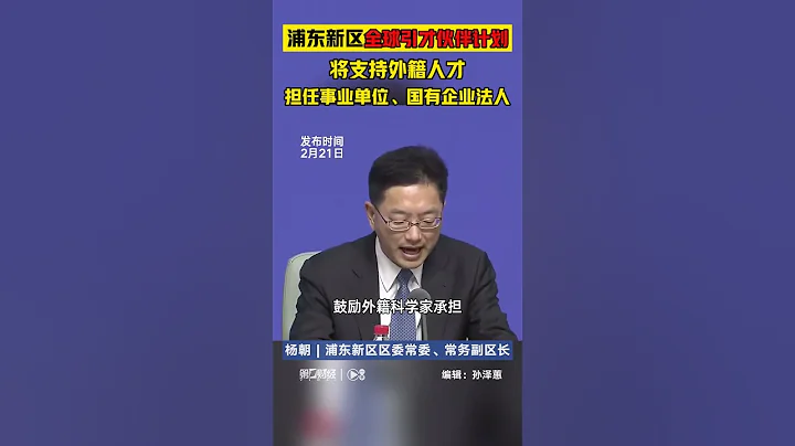 浦東新區實施「全球引才夥伴計劃」，將支持外籍人才擔任事業單位、國有企業法人丨一手 - 天天要聞