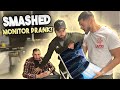 Smashed monitor prank gets heated