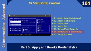 C# StatusStrip Control | Part 6 - Apply and Revoke Border Styles | C# Advanced #104