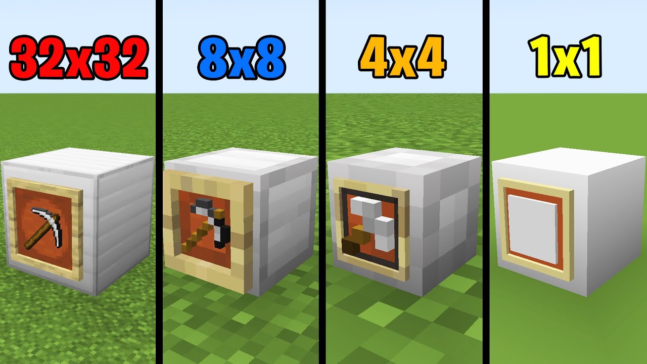 minecraft textures 1x vs 2x vs 4x vs 8x vs 32x - YouTube