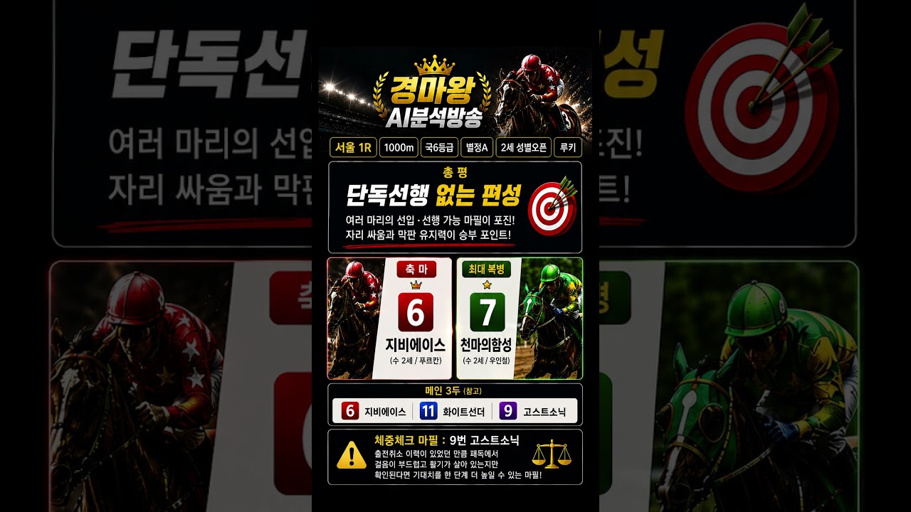 7월4일 서울 1경주는? 신마들 어떻게 뛸지 모르지만!!