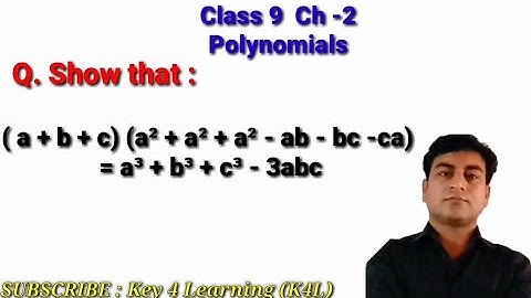Show that (a+b+c)[a^2+b^2+c^2-ab-bc-ca] = a^3+b^3+c^3-3abc || Verify identity | #mathsclass9 |