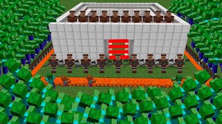 BASE WITH VILLAGERS vs ZOMBIE APOCALYPSE in Minecraft!
